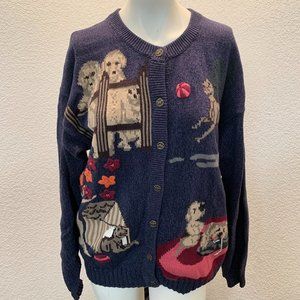Northern Reflections cotton cardigan sweater size L dogs and puppies